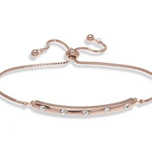 Rose Gold Bar Adjustable Bracelet with Swarovski Crystals